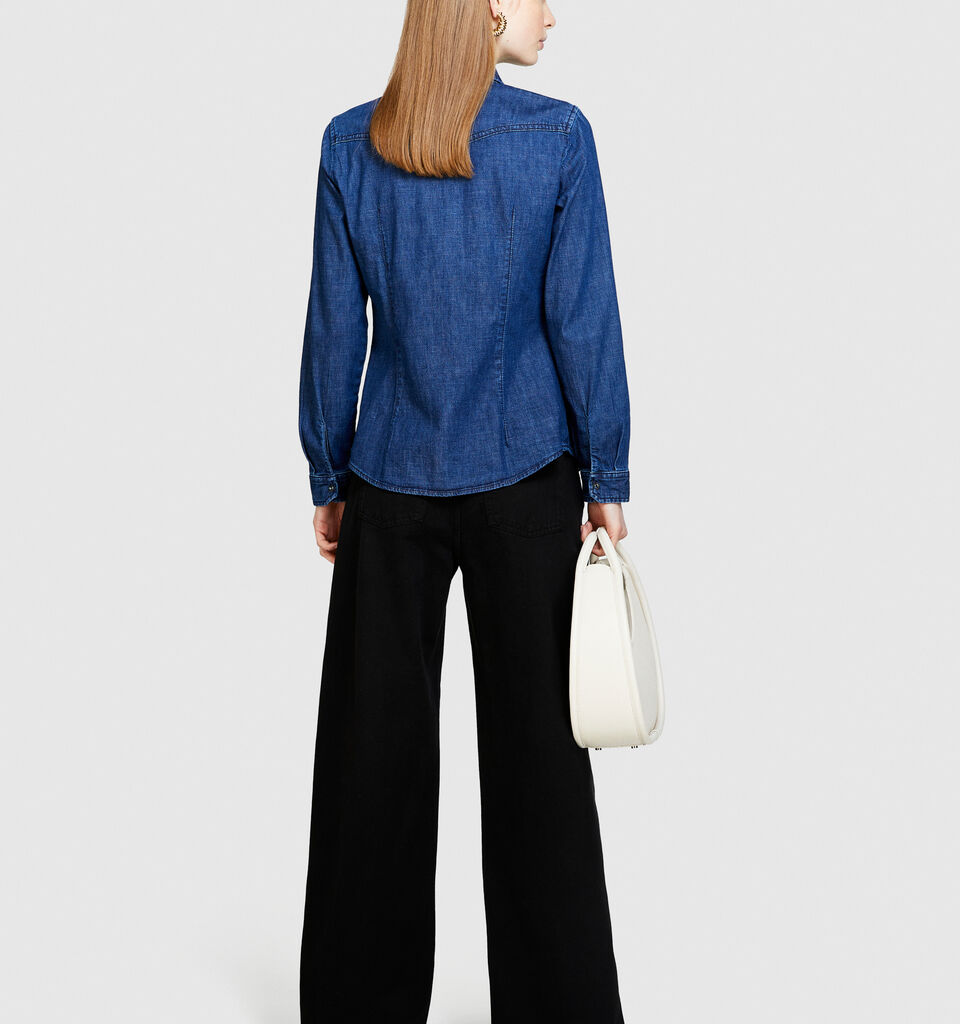 Camicia di jeans slim fit - camicie da donna - Blu Scuro | Sisley image number 3